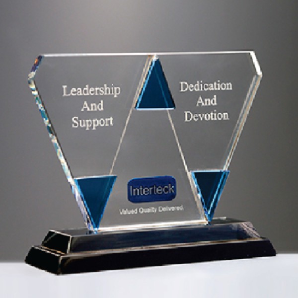 Unique Design Black Base Beautiful Shape Crystal Trophy