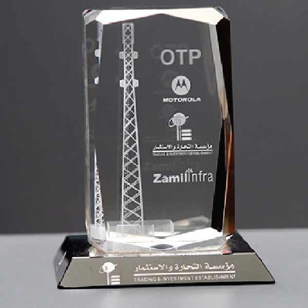 Transparent Clear Crystal Award With Black Base